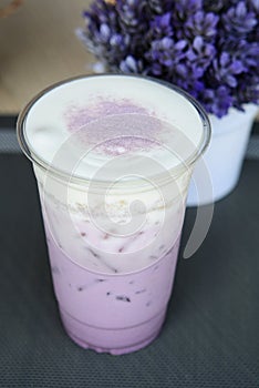 Iced Taro milk topping with cream cheese