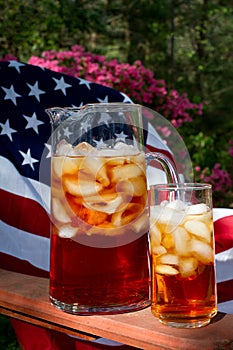 Iced Tea with American Flag in background