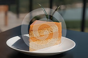 Iced tea cake  on a plate