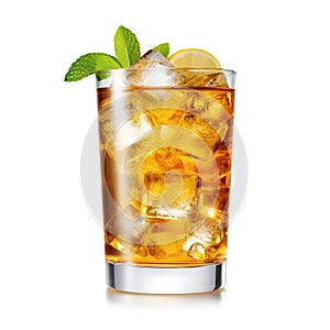 Iced tea drink on a white background