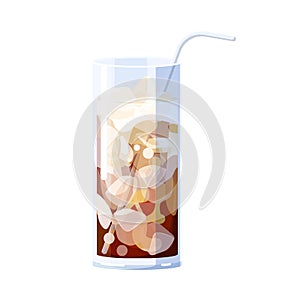 Iced tea latte cold drink isolated on white background. Iced london fog summer cocktail illustration