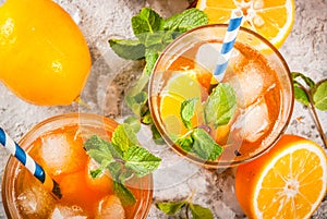 Iced tea with lemon and mint