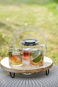 iced tea on the summer table outdoor