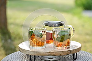 iced tea on the summer table outdoor