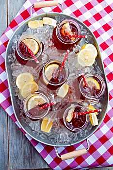 Iced Teas in Ice Filled Tray