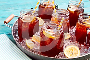 Iced Teas in Ice Filled Tray