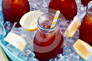 Iced Teas in Ice Filled Tray