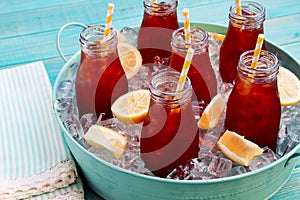 Iced Teas in Ice Filled Tray