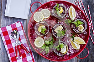 Iced Teas in Mason Jars on Ice