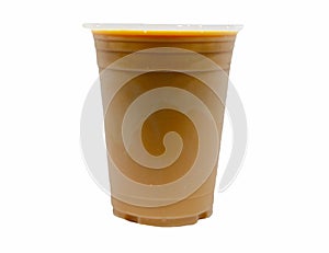 Iced thai tea with no ice  in white background