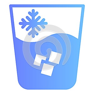 Iced water flat icon. Water with ice color icons in trendy flat style. Glass of cold drink gradient style design