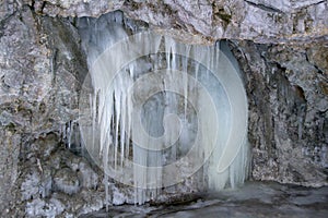 Icefall in Piecky in Slovak Paradise National park, Slovakia photo
