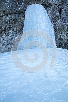 Icefall on a rock wall