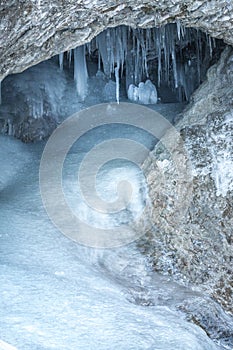 Icefall on a rock wall