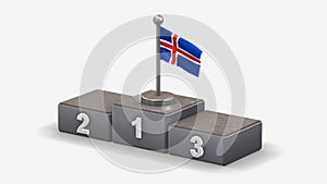 Iceland 3D waving flag illustration on winner podium.
