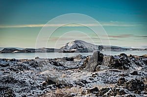Iceland Christmas Landscape mountains sunlight water frozen refl