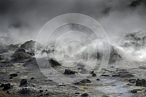 Iceland, Europe, Hervir Geyser Valley enters the Golden Ring of the Iceland tourist route, amazing and unearthly
