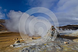 Iceland, Europe, Hervir Geyser Valley enters the Golden Ring of the Iceland tourist route, amazing and unearthly landscape