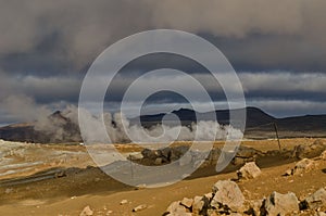 Iceland, Europe, Hervir Geyser Valley enters the Golden Ring of the Iceland tourist route, amazing and unearthly landscape