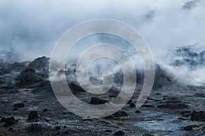 Iceland, Europe, Hervir Geyser Valley enters the Golden Ring of the Iceland tourist route, amazing and unearthly landscape