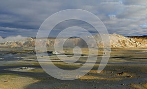 Iceland, Europe, Hervir Geyser Valley enters the Golden Ring of the Iceland tourist route, amazing and unearthly landscape