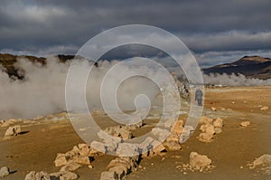 Iceland, Europe, Hervir Geyser Valley enters the Golden Ring of the Iceland tourist route, amazing and unearthly landscape photo