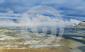 Iceland, Europe, Hervir Geyser Valley enters the Golden Ring of the Iceland tourist route, amazing and unearthly landscape photo