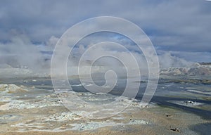 Iceland, Europe, Hervir Geyser Valley enters the Golden Ring of the Iceland tourist route, amazing and unearthly landscape photo