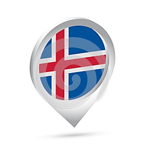 Iceland flag 3d pin icon