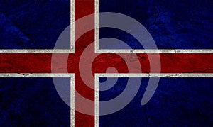 Iceland flag, concrete texture concept photo