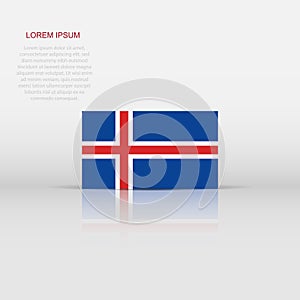 Iceland flag icon in flat style. National sign vector illustration. Politic business concept