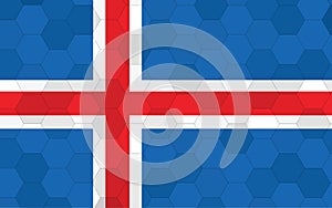 Iceland flag illustration. Futuristic Icelander flag graphic with abstract hexagon background vector. Iceland national flag