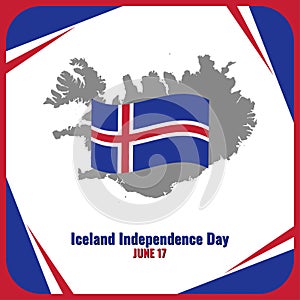 Iceland flag vector icon. Design concept Iceland Independence Day, suitable for social media post templates, posters, greeting car