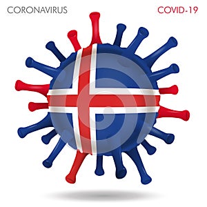 Iceland flag in virus shape