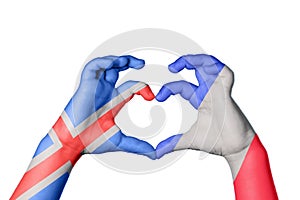 Iceland France Heart, Hand gesture making heart