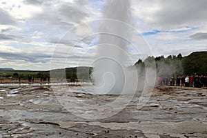 Iceland-Geyser Strokkur - Butter Barrel- hot water valley of Haukadalur