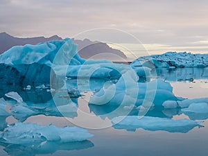 Iceland - Glacier lagoon with drifting icebergs