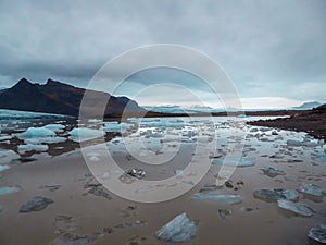 Iceland - Glacier lagoon with drifting icebergs