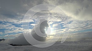 Iceland golden circle geyser in winter