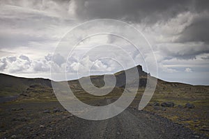 Iceland: gravel road in tundra