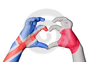 Iceland Japan Heart, Hand gesture making heart