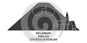 Iceland, Kirkjan In Reykjavk travel landmark vector illustration