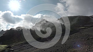 Iceland. Landmannalaugar is a famous area of colorful rhyolite mountains. Lava fields, and unique hiking trails. The