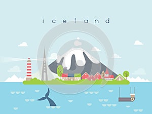 Iceland Landmarks Travel and Journey Vector