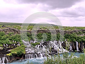 Iceland the Landscape of Barnafoss waterfall 2017