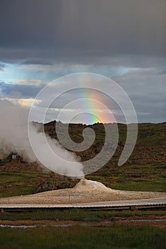 Iceland landscape Hveravellir geothermal area, area of fumaroles, and multicoloured hot pools, Iceland