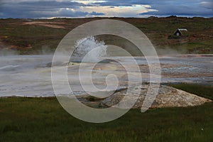 Iceland landscape Hveravellir geothermal area, area of fumaroles, and multicoloured hot pools, Iceland