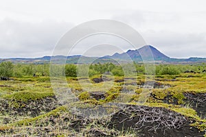 Iceland landscape near Hverfell volcano, Iceland landmark