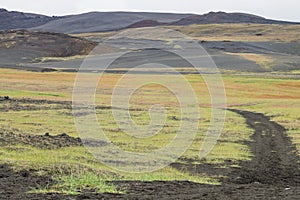 Iceland landscape near Hverfell volcano, Iceland landmark