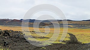 Iceland landscape near Hverfell volcano, Iceland landmark